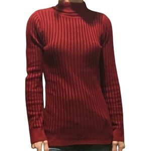 GRANE Red Ribbed Fitted Turtle Neck Mock Neck Long Sleeve Top Junior Size Small